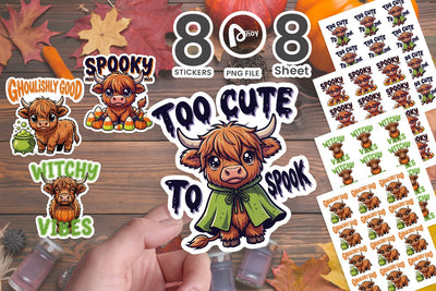 Sticker Cute Spooky Halloween Bovine Cows Quote Sublimation artnoy 