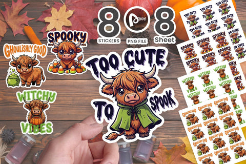 Sticker Cute Spooky Halloween Bovine Cows Quote Sublimation artnoy 