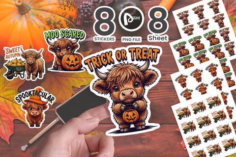 Sticker Cute Spooky Halloween Bovine Cows Quote Sublimation artnoy 