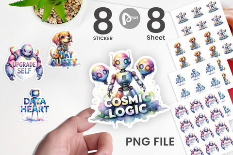 Sticker Cute Vintage Robot Quotes Sublimation artnoy 