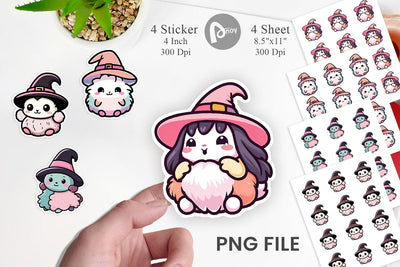 Sticker Cute Witches Sublimation artnoy 