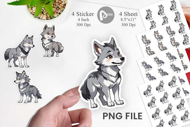 Sticker Cute Wolf Sublimation artnoy 