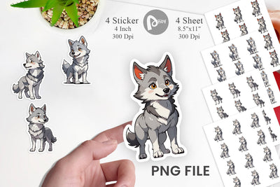 Sticker Cute Wolf Sublimation artnoy 