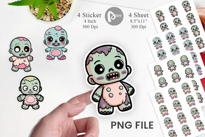 Sticker Cute Zombie Sublimation artnoy 