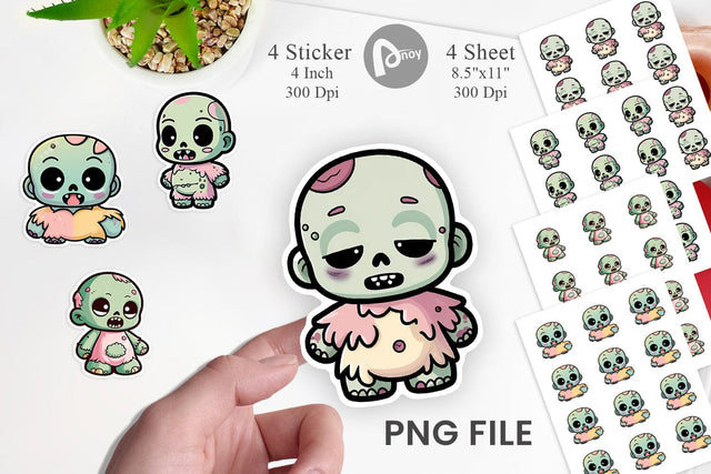 Sticker Cute Zombie Sublimation artnoy 