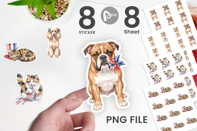 Sticker Cutesy Patriotic Dogs and Cats Sublimation artnoy 