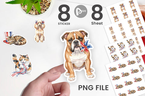 Sticker Cutesy Patriotic Dogs and Cats Sublimation artnoy 