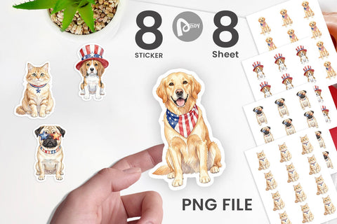 Sticker Cutesy Patriotic Dogs and Cats Sublimation artnoy 