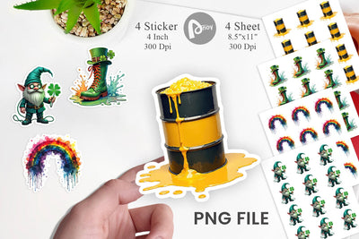 Sticker Cyber-Shamrock Neon Punk St. Patrick's Watercolor Sublimation artnoy 
