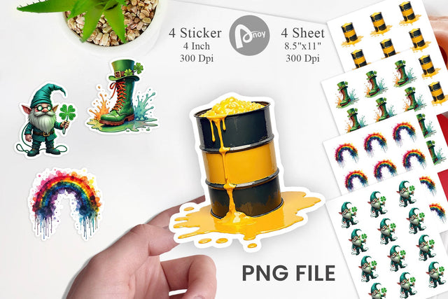 Sticker Cyber-Shamrock Neon Punk St. Patrick's Watercolor Sublimation artnoy 