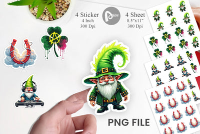 Sticker Cyber-Shamrock Neon Punk St. Patrick's Watercolor Sublimation artnoy 