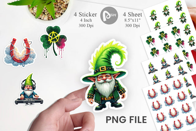 Sticker Cyber-Shamrock Neon Punk St. Patrick's Watercolor Sublimation artnoy 