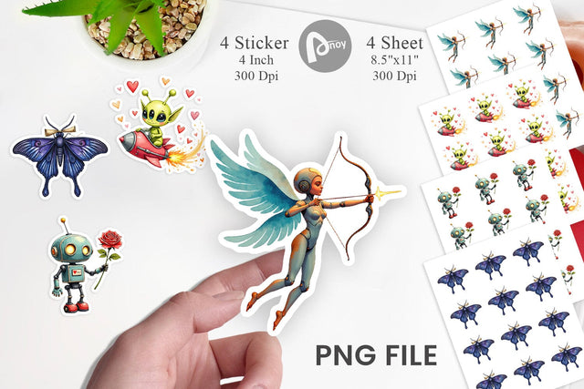 Sticker Cybernetic Cupids Cosmic Messengers Sublimation artnoy 