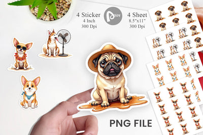 Sticker Cynical Canines Hot Summer Watercolor Pack Sublimation artnoy 