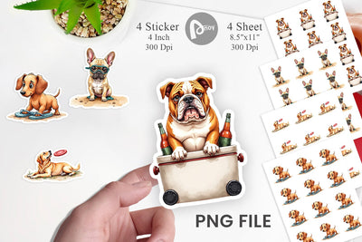 Sticker Cynical Canines Hot Summer Watercolor Pack Sublimation artnoy 