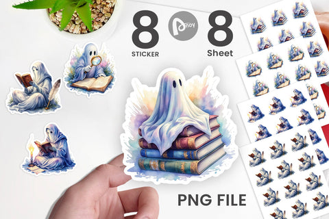 Sticker Dark Academia Ghost Reader Sublimation artnoy 