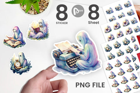 Sticker Dark Academia Ghost Reader Sublimation artnoy 