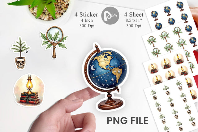 Sticker Dark Academia Scholarly Christmas Sublimation artnoy 