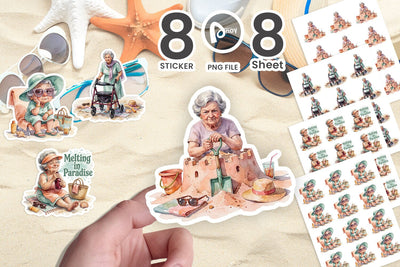 Sticker Defiant Bored Sunset Grandma Vacation Sublimation artnoy 