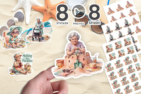 Sticker Defiant Bored Sunset Grandma Vacation Sublimation artnoy 