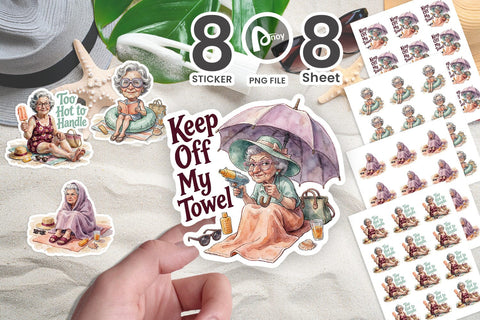 Sticker Defiant Bored Sunset Grandma Vacation Sublimation artnoy 