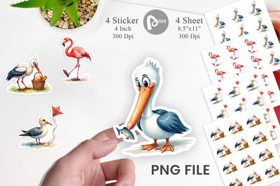 Sticker Derpy Beach Birds Sublimation artnoy 