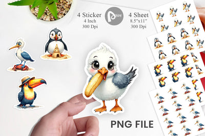 Sticker Derpy Beach Birds Sublimation artnoy 