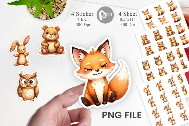 Sticker Derpy Gingerbread Woodland Creatures Sublimation artnoy 