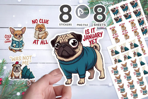 Sticker Derpy Sarcastic Holiday Dogs SVG artnoy 