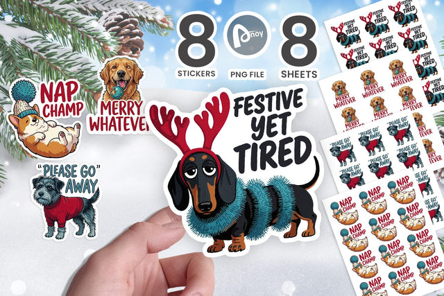 Sticker Derpy Sarcastic Holiday Dogs SVG artnoy 