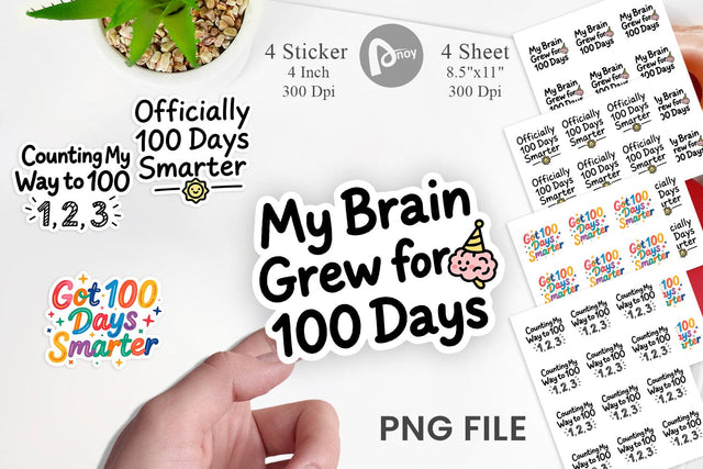 Sticker Doodle Marker 100 Days of School Sublimation artnoy 