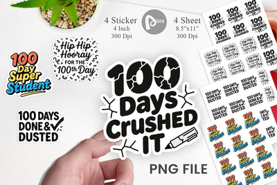 Sticker Doodle Marker 100 Days of School Sublimation artnoy 