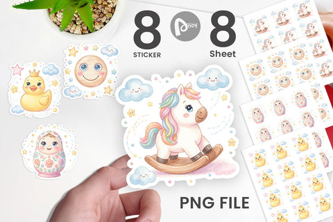 Sticker Dreamy Floating Toybox Watercolor Sublimation artnoy 