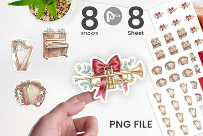 Sticker Elegant Musical Holiday Watercolor Sublimation artnoy 