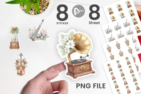Sticker Elegant Musical Holiday Watercolor Sublimation artnoy 