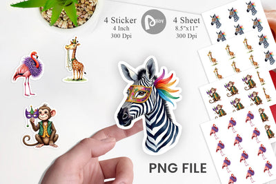Sticker Enchanted Forest Masquerade Animal Sublimation artnoy 