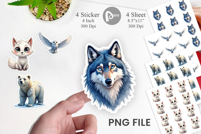 Sticker Enchanted Winter Forest & Arctic Friends Sublimation artnoy 