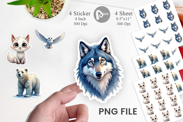 Sticker Enchanted Winter Forest & Arctic Friends Sublimation artnoy 