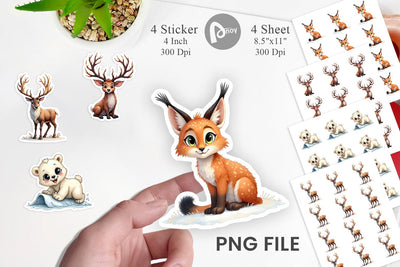 Sticker Enchanted Winter Forest & Arctic Friends Sublimation artnoy 