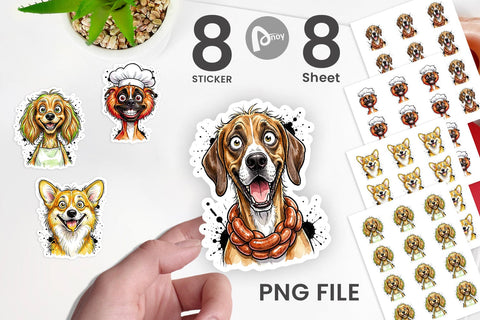 Sticker Enthusiastic BBQ Dog Watercolor Sublimation artnoy 