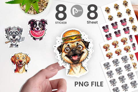 Sticker Enthusiastic BBQ Dog Watercolor Sublimation artnoy 