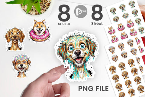 Sticker Enthusiastic Wet Dog Pool Party Sublimation artnoy 