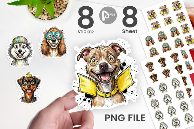 Sticker Enthusiastic Wet Dog Pool Party Sublimation artnoy 
