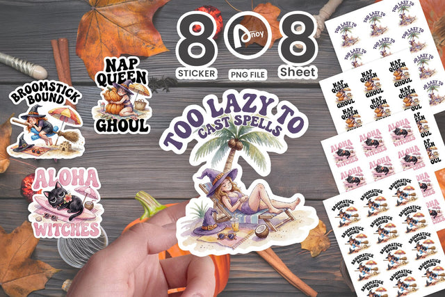 Sticker Exhausted Burnout Witch Vacation Quotes Sublimation artnoy 