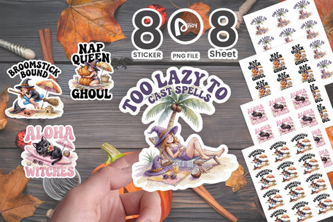 Sticker Exhausted Burnout Witch Vacation Quotes Sublimation artnoy 