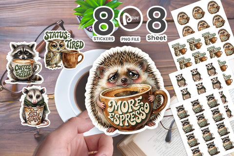 Sticker Exhausted Forest Coffee Overdose Quotes Sublimation artnoy 