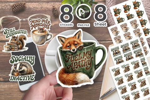 Sticker Exhausted Forest Coffee Overdose Quotes Sublimation artnoy 