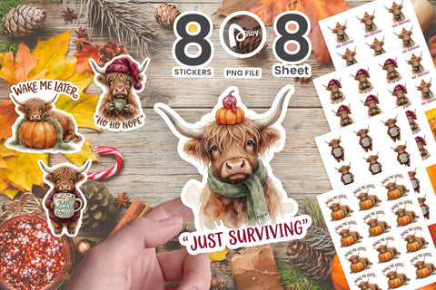 Sticker Exhausted Highland Beast Quotes Sublimation artnoy 