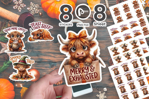 Sticker Exhausted Highland Beast Quotes Sublimation artnoy 