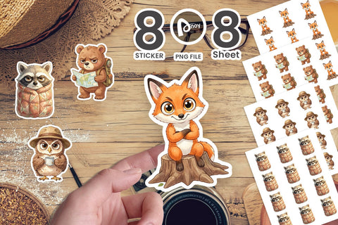 Sticker Exhausted Hiker Animal Watercolor SVG artnoy 